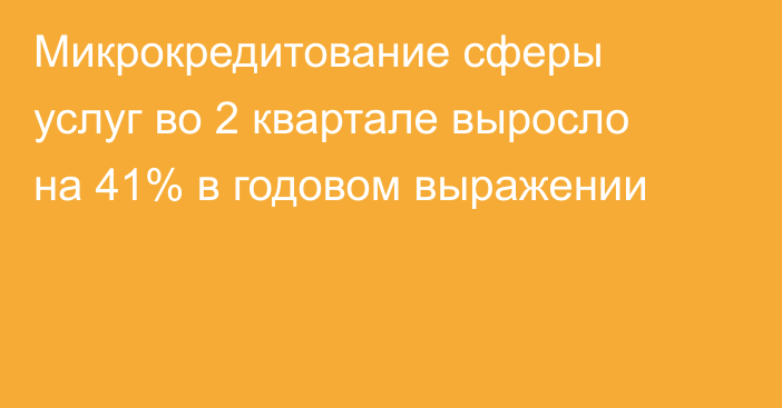 Микрокредитование сферы услуг во 2 квартале выросло на 41% в годовом выражении