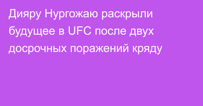 Дияру Нургожаю раскрыли будущее в UFC после двух досрочных поражений кряду