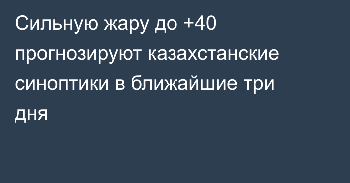 Сильную жару до +40 прогнозируют казахстанские синоптики в ближайшие три дня