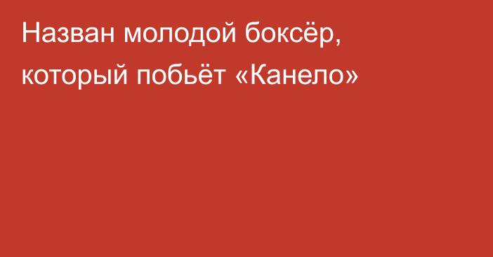 Назван молодой боксёр, который побьёт «Канело»