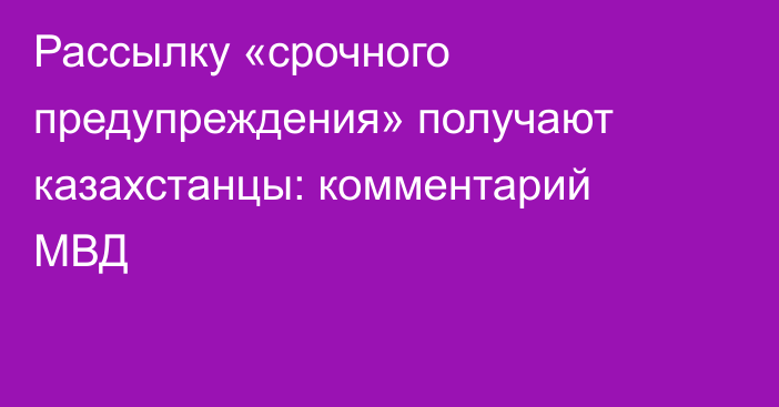 Рассылку «срочного предупреждения» получают казахстанцы: комментарий МВД
