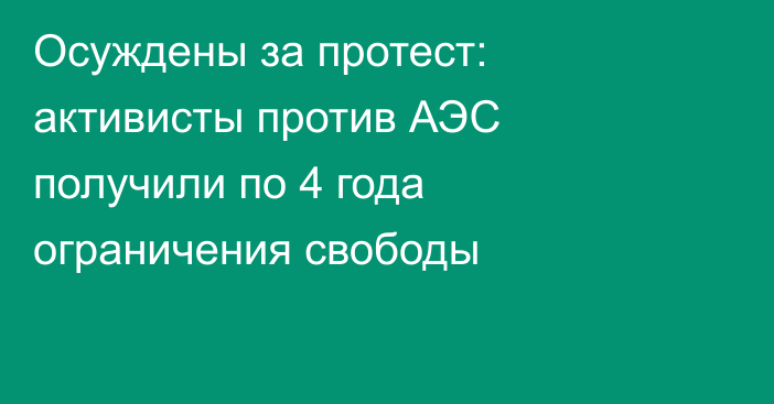 Осуждены за протест: активисты против АЭС получили по 4 года ограничения свободы