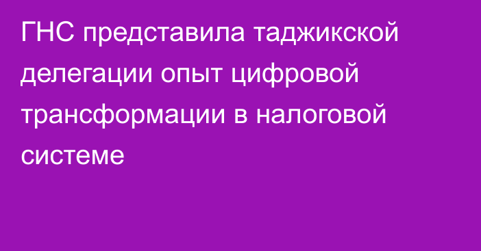 ГНС представила таджикской делегации опыт цифровой трансформации в налоговой системе