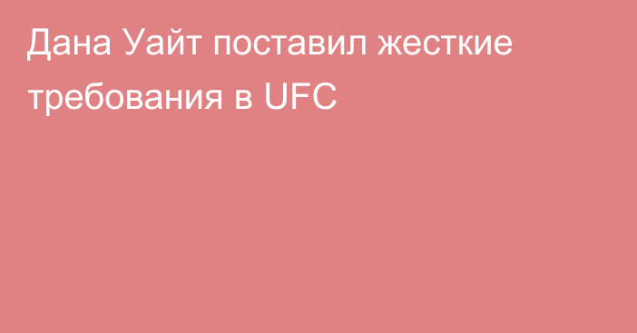 Дана Уайт поставил жесткие требования в UFC