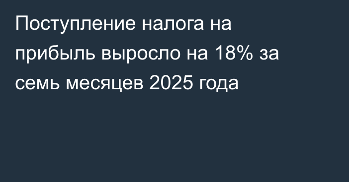 Поступление налога на прибыль выросло на 18% за семь месяцев 2025 года