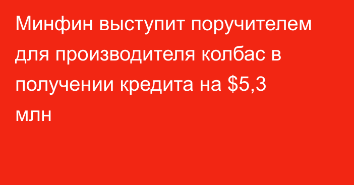 Минфин выступит поручителем для производителя колбас в получении кредита на $5,3 млн