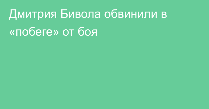 Дмитрия Бивола обвинили в «побеге» от боя