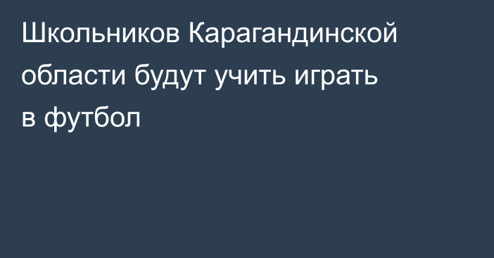Школьников Карагандинской области будут учить играть в футбол