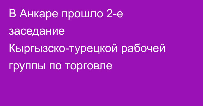 В Анкаре прошло 2-е заседание Кыргызско-турецкой рабочей группы по торговле