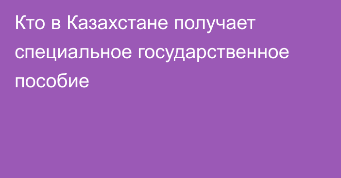 Кто в Казахстане получает специальное государственное пособие