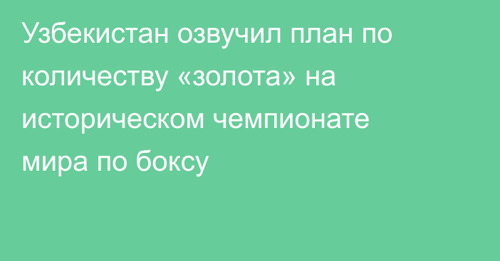 Узбекистан озвучил план по количеству «золота» на историческом чемпионате мира по боксу