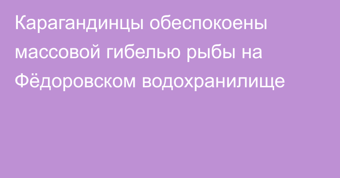 Карагандинцы обеспокоены массовой гибелью рыбы на Фёдоровском водохранилище