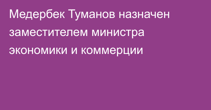 Медербек Туманов назначен заместителем министра экономики и коммерции