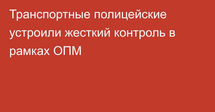 Транспортные полицейские устроили жесткий контроль в рамках ОПМ