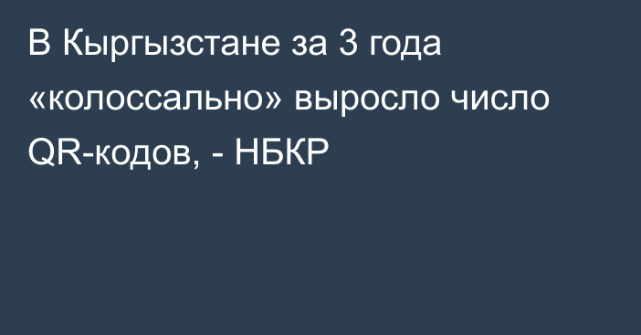 В Кыргызстане за 3 года «колоссально» выросло число QR-кодов, - НБКР