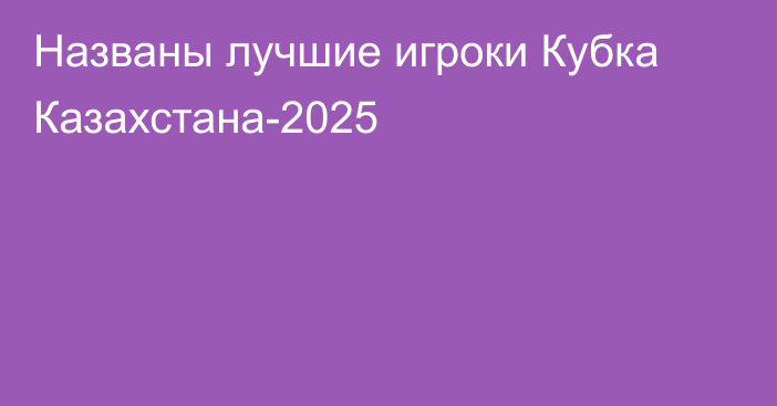 Названы лучшие игроки Кубка Казахстана-2025
