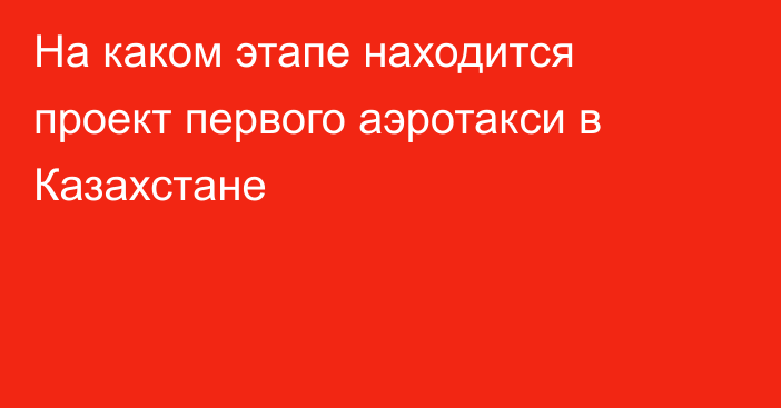 На каком этапе находится проект первого аэротакси в Казахстане