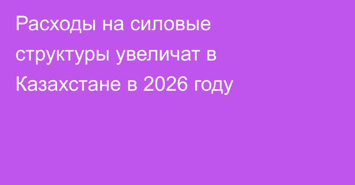 Расходы на силовые структуры увеличат в Казахстане в 2026 году