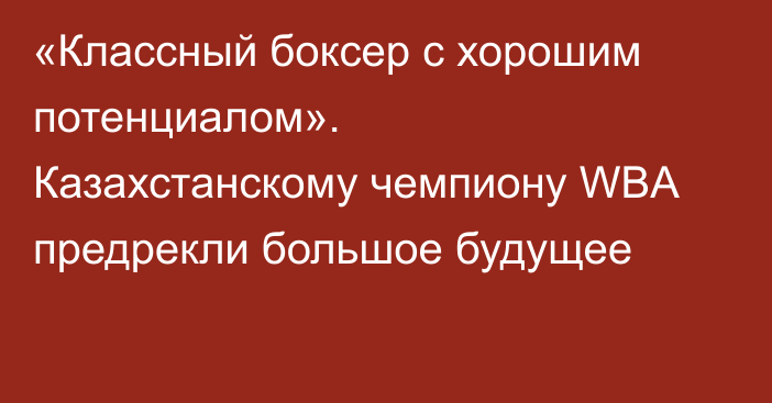 «Классный боксер с хорошим потенциалом». Казахстанскому чемпиону WBA предрекли большое будущее