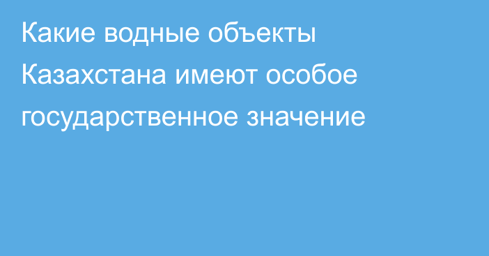 Какие водные объекты Казахстана имеют особое государственное значение