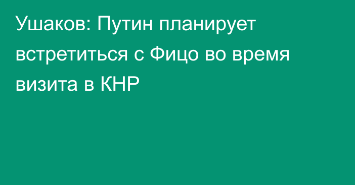 Ушаков: Путин планирует встретиться с Фицо во время визита в КНР