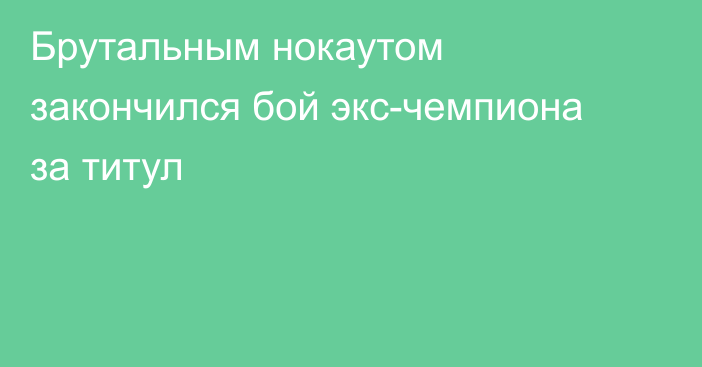 Брутальным нокаутом закончился бой экс-чемпиона за титул