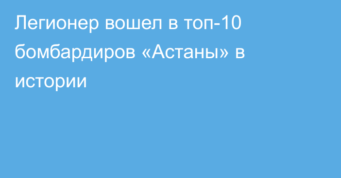 Легионер вошел в топ-10 бомбардиров «Астаны» в истории