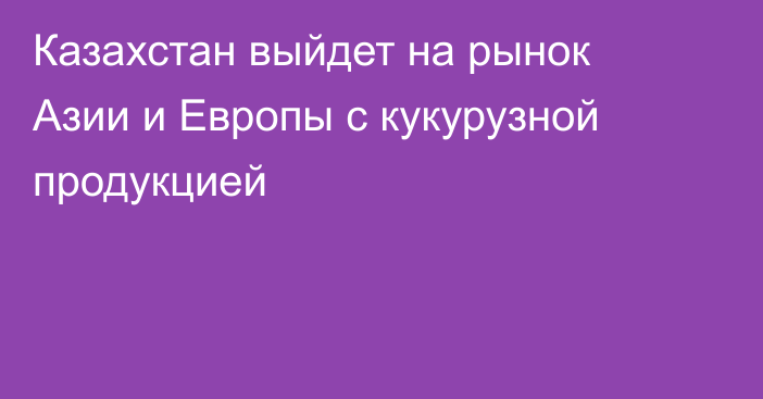 Казахстан выйдет на рынок Азии и Европы с кукурузной продукцией