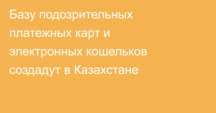 Базу подозрительных платежных карт и электронных кошельков создадут в Казахстане