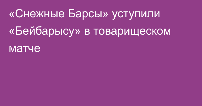 «Снежные Барсы» уступили «Бейбарысу» в товарищеском матче