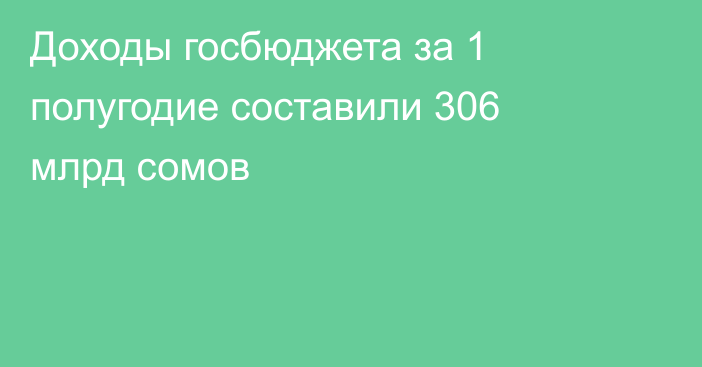 Доходы госбюджета за 1 полугодие составили 306 млрд сомов