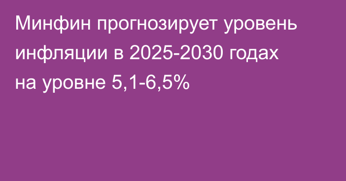 Минфин прогнозирует уровень инфляции в 2025-2030 годах на уровне 5,1-6,5%