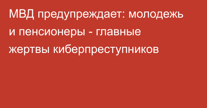 МВД предупреждает: молодежь и пенсионеры - главные жертвы киберпреступников