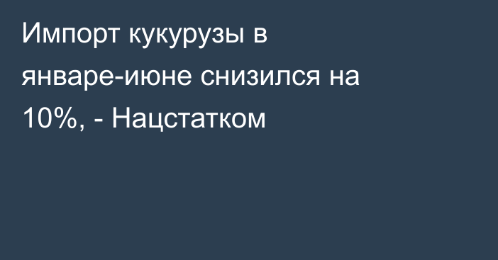 Импорт кукурузы в январе-июне снизился на 10%, - Нацстатком
