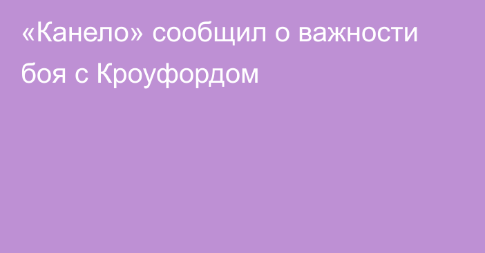 «Канело» сообщил о важности боя с Кроуфордом