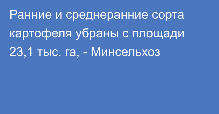 Ранние и среднеранние сорта картофеля убраны с площади 23,1 тыс. га,  - Минсельхоз