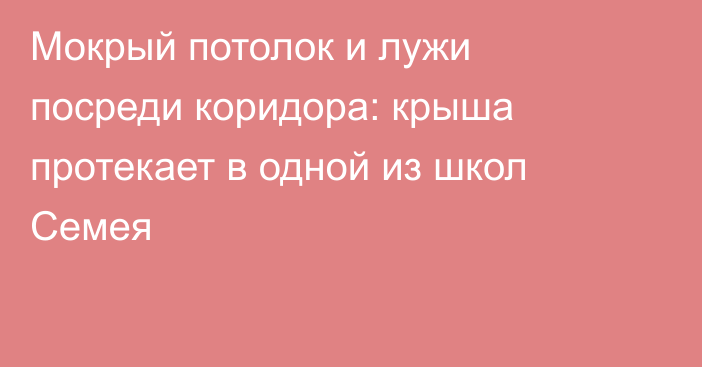 Мокрый потолок и лужи посреди коридора: крыша протекает в одной из школ Семея