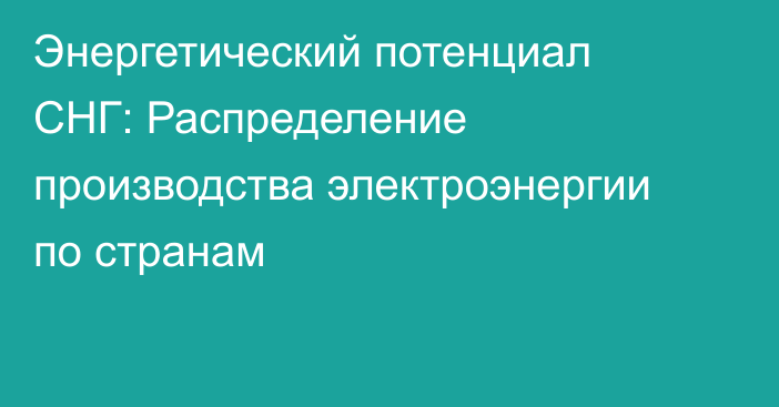 Энергетический потенциал СНГ:  Распределение производства электроэнергии по странам