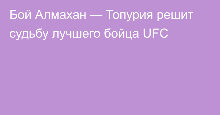 Бой Алмахан — Топурия решит судьбу лучшего бойца UFC