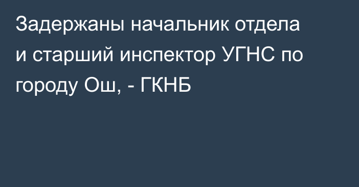 Задержаны начальник отдела и старший инспектор УГНС по городу Ош, - ГКНБ