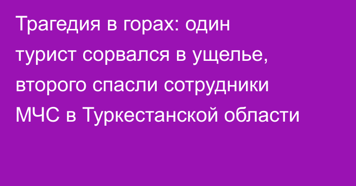 Трагедия в горах: один турист сорвался в ущелье, второго спасли сотрудники МЧС в Туркестанской области