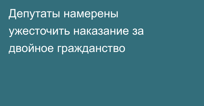 Депутаты намерены ужесточить наказание за двойное гражданство