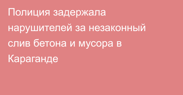 Полиция задержала нарушителей за незаконный слив бетона и мусора в Караганде