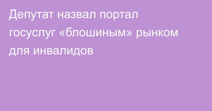 Депутат назвал портал госуслуг «блошиным» рынком для инвалидов