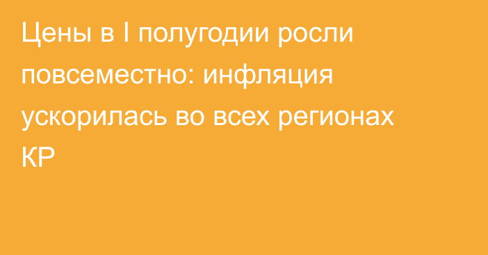 Цены в I полугодии росли повсеместно: инфляция ускорилась во всех регионах КР