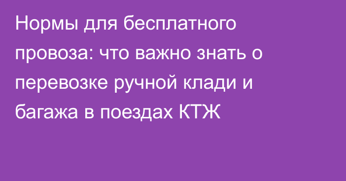 Нормы для бесплатного провоза: что важно знать о перевозке ручной клади и багажа в поездах КТЖ