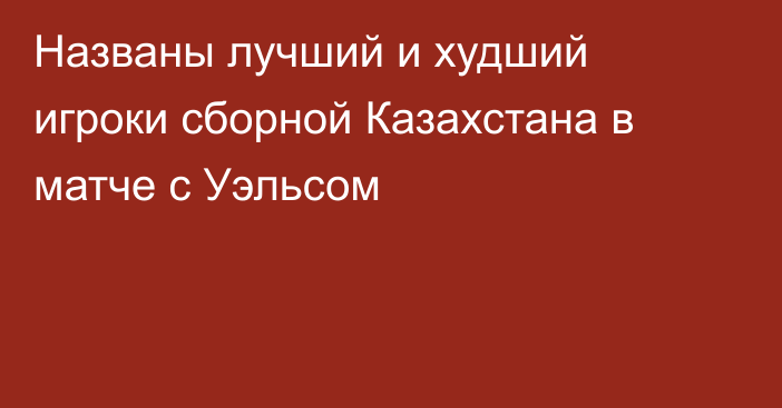 Названы лучший и худший игроки сборной Казахстана в матче с Уэльсом