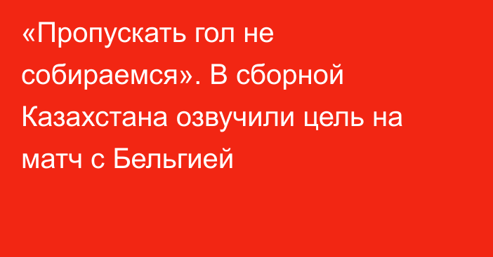 «Пропускать гол не собираемся». В сборной Казахстана озвучили цель на матч с Бельгией