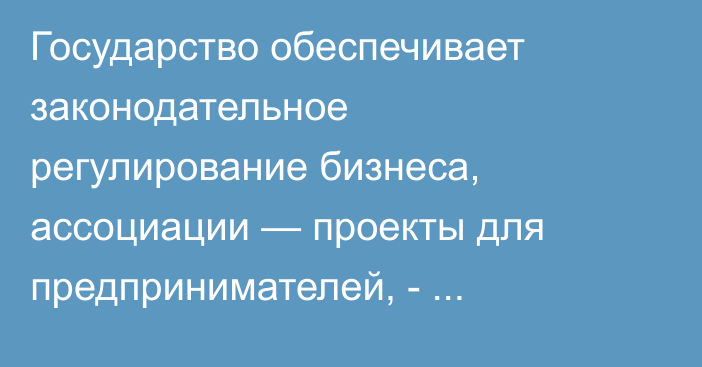 Государство обеспечивает законодательное регулирование бизнеса, ассоциации — проекты для предпринимателей, - Минэкономики