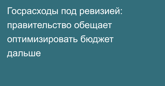 Госрасходы под ревизией: правительство обещает оптимизировать бюджет дальше